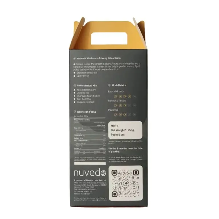 Nuvedo Golden Oyster Mushroom Growing Kit