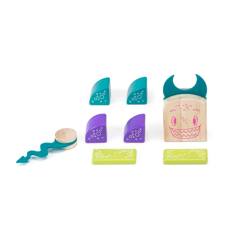 Pip <br>Magnetic Wooden Blocks <br>Sticky Monsters, 8 pieces