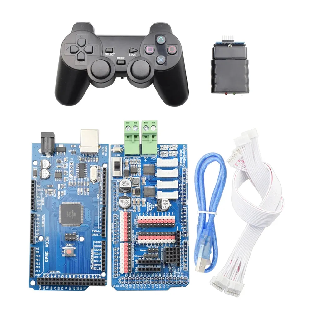 PS2 Handle RC 25KG Big Load 78mm Mecanum Wheel Robot Car Chassis Kit with 4pcs 12V Speed Encoder Motor for Arduino Shooting DIY