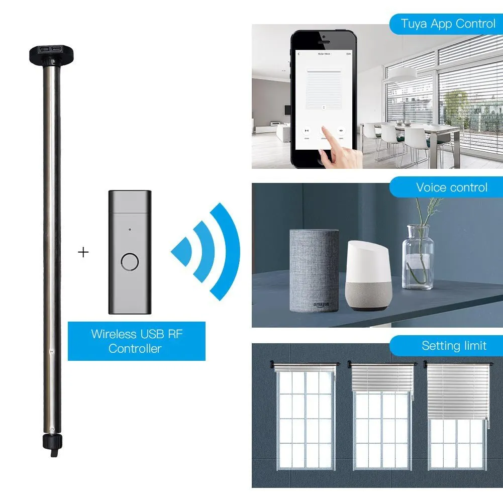 Rechargeable Tubular Roller Blind Motor RF433 Remote Control