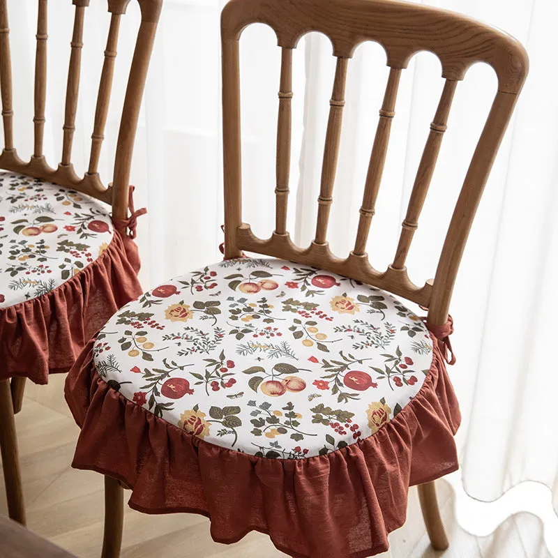 Removable and Washable Frill Floral Dining Chair Cushion