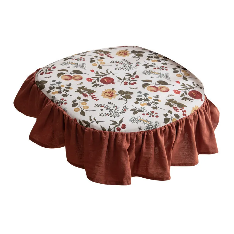 Removable and Washable Frill Floral Dining Chair Cushion