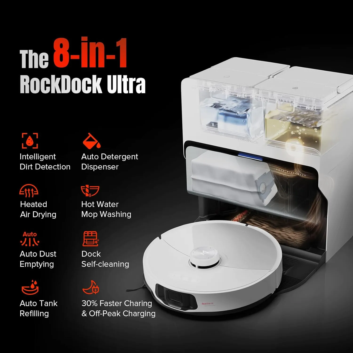 Roborock S8 MaxV Ultra Robotic Vacuum Cleaner - White ( Refurbished Grade - B )