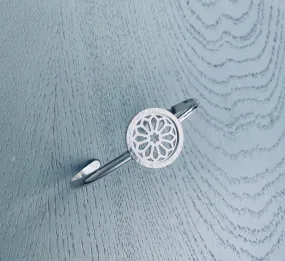 Rose Window Silver Cuff Bangle