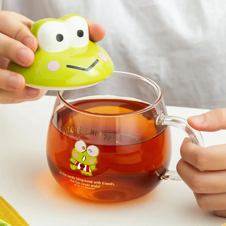 Sanrio Character Round Belly Glass Cup With Lid 400ml