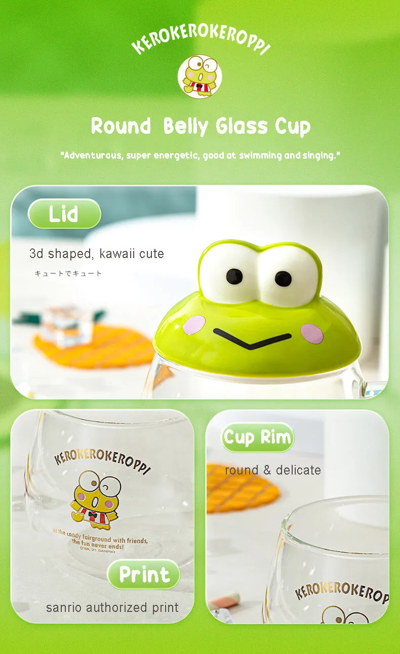 Sanrio Character Round Belly Glass Cup With Lid 400ml