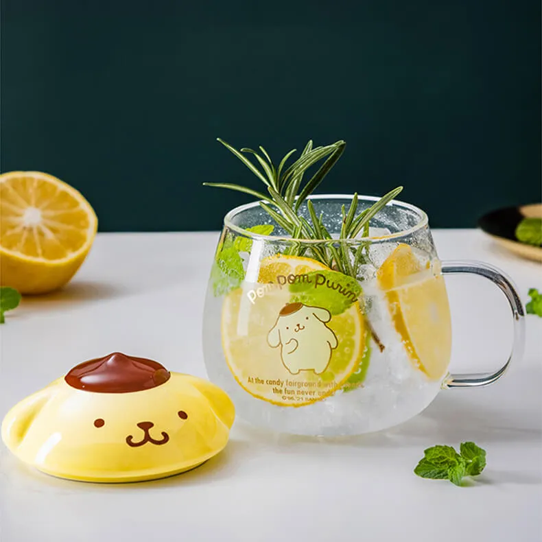 Sanrio Character Round Belly Glass Cup With Lid 400ml