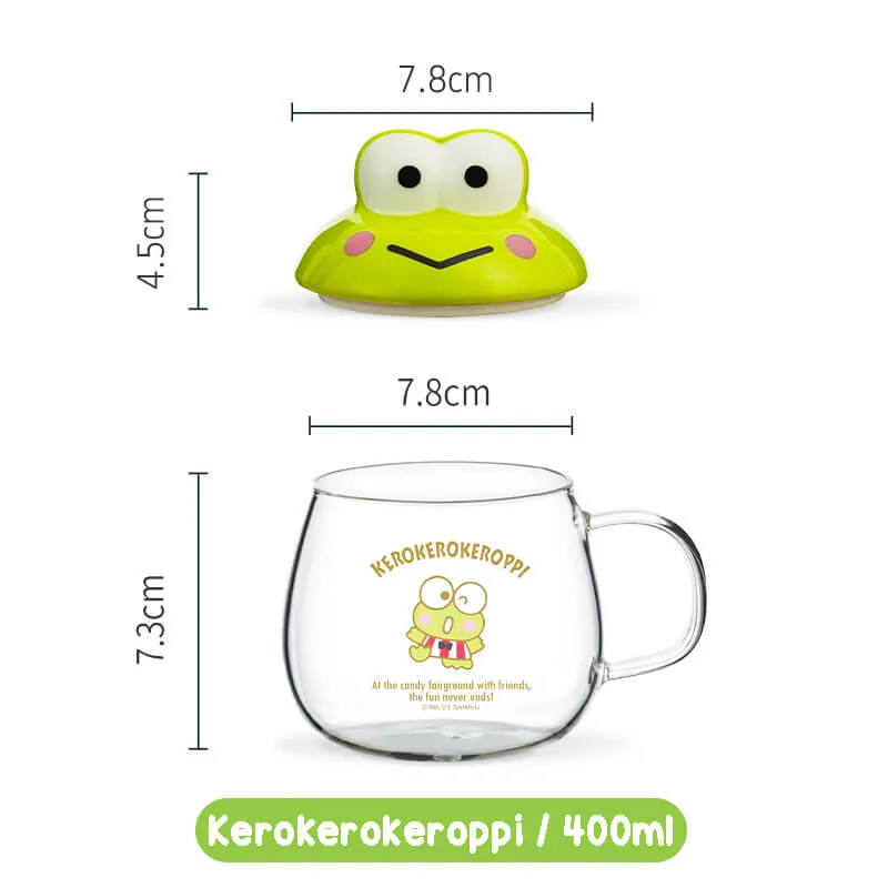 Sanrio Character Round Belly Glass Cup With Lid 400ml