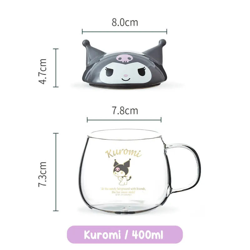 Sanrio Character Round Belly Glass Cup With Lid 400ml