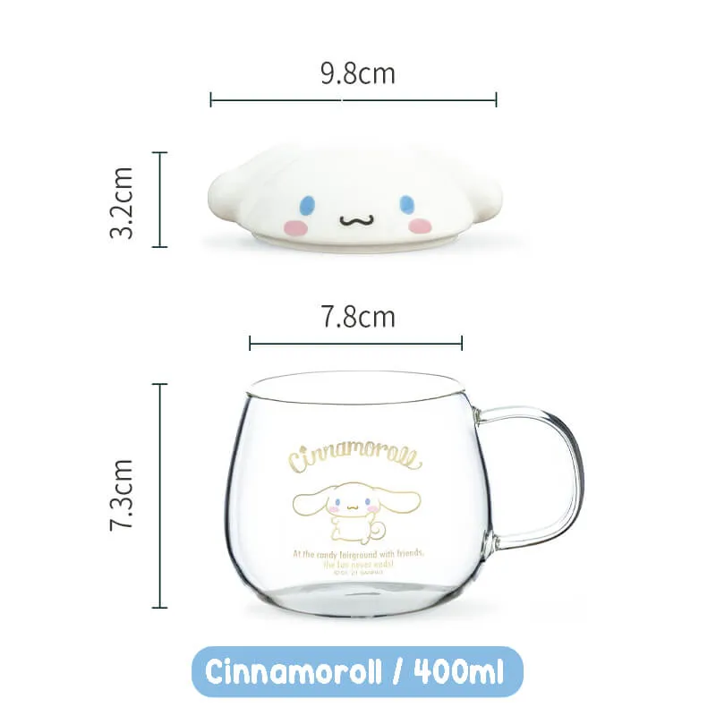 Sanrio Character Round Belly Glass Cup With Lid 400ml
