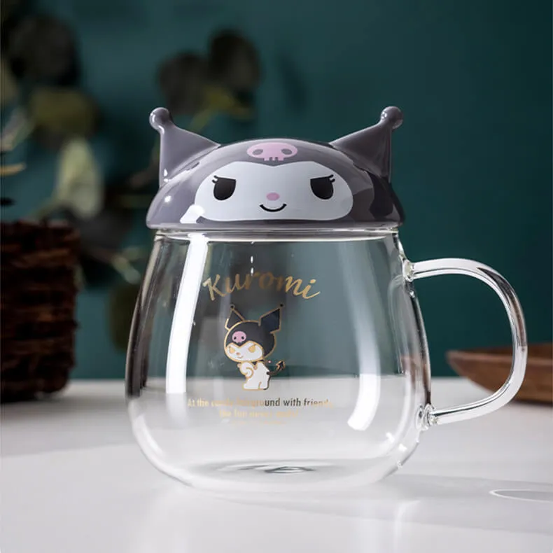 Sanrio Character Round Belly Glass Cup With Lid 400ml