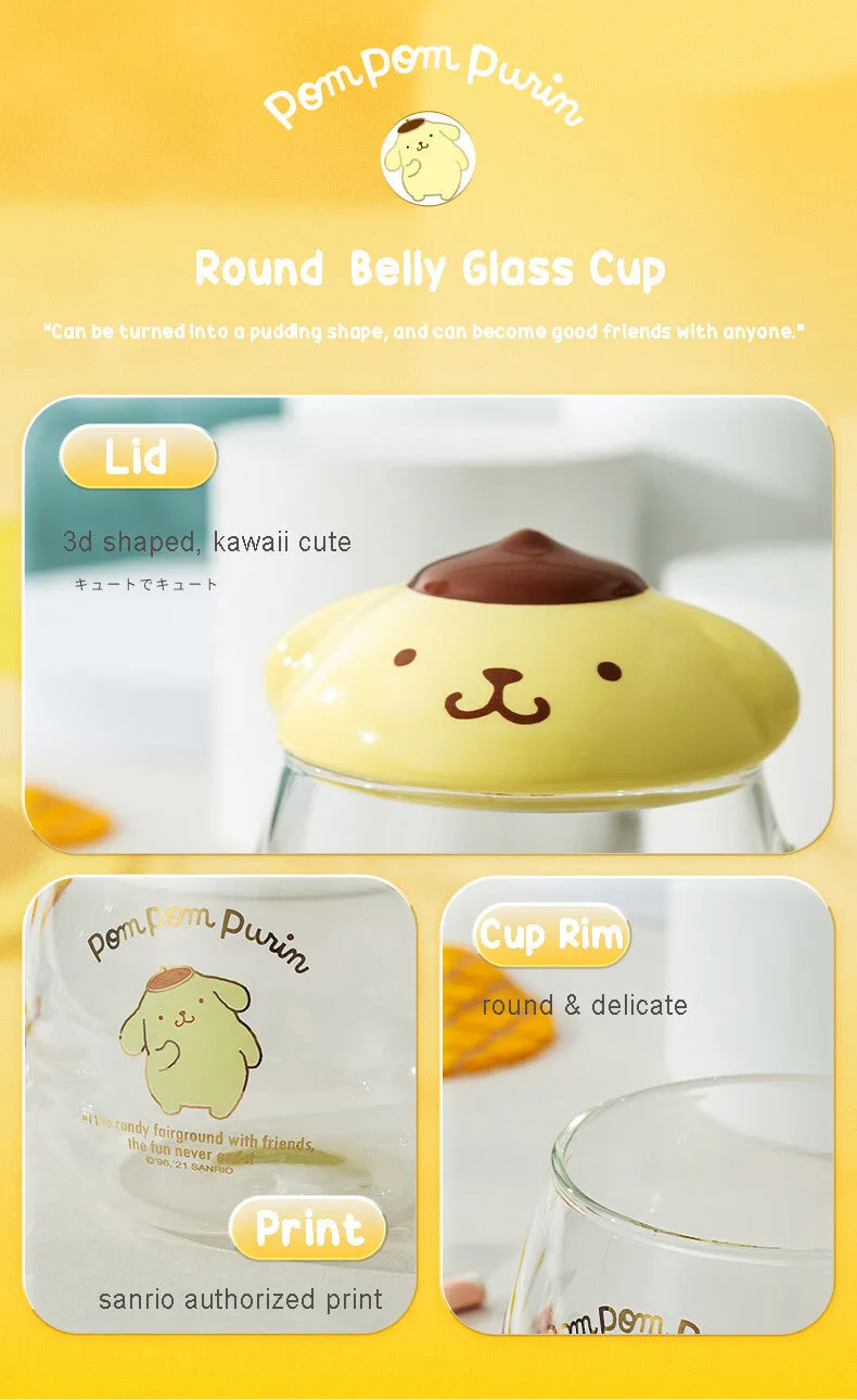 Sanrio Character Round Belly Glass Cup With Lid 400ml