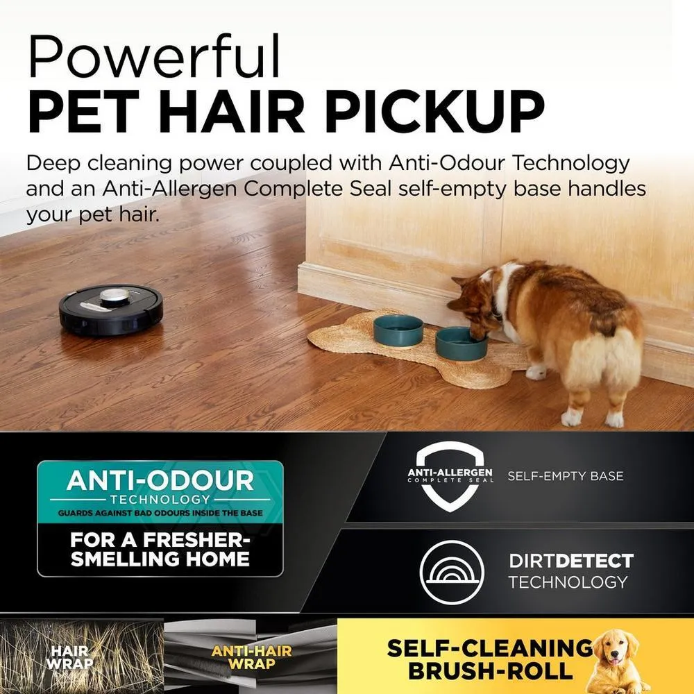 Shark RV2820VEUK PowerDetect Self-Empty Robot Vacuum with Up to 100 Min Minutes Run Time Black Clearance
