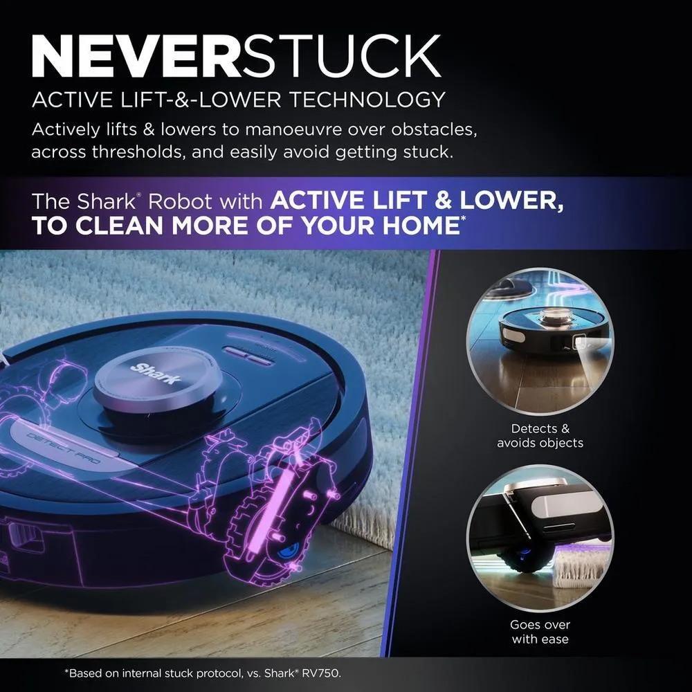 Shark RV2820VEUK PowerDetect Self-Empty Robot Vacuum with Up to 100 Min Minutes Run Time Black Clearance
