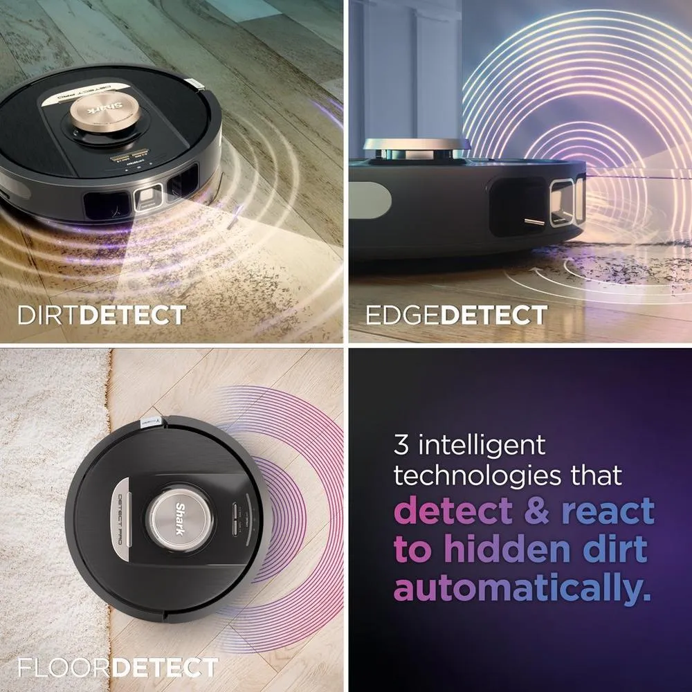 Shark RV2820VEUK PowerDetect Self-Empty Robot Vacuum with Up to 100 Min Minutes Run Time Black Clearance