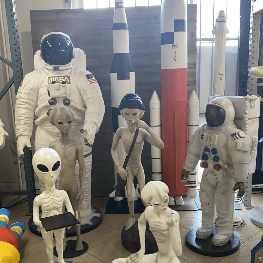 Smoking Alien Standing Life Size Statue