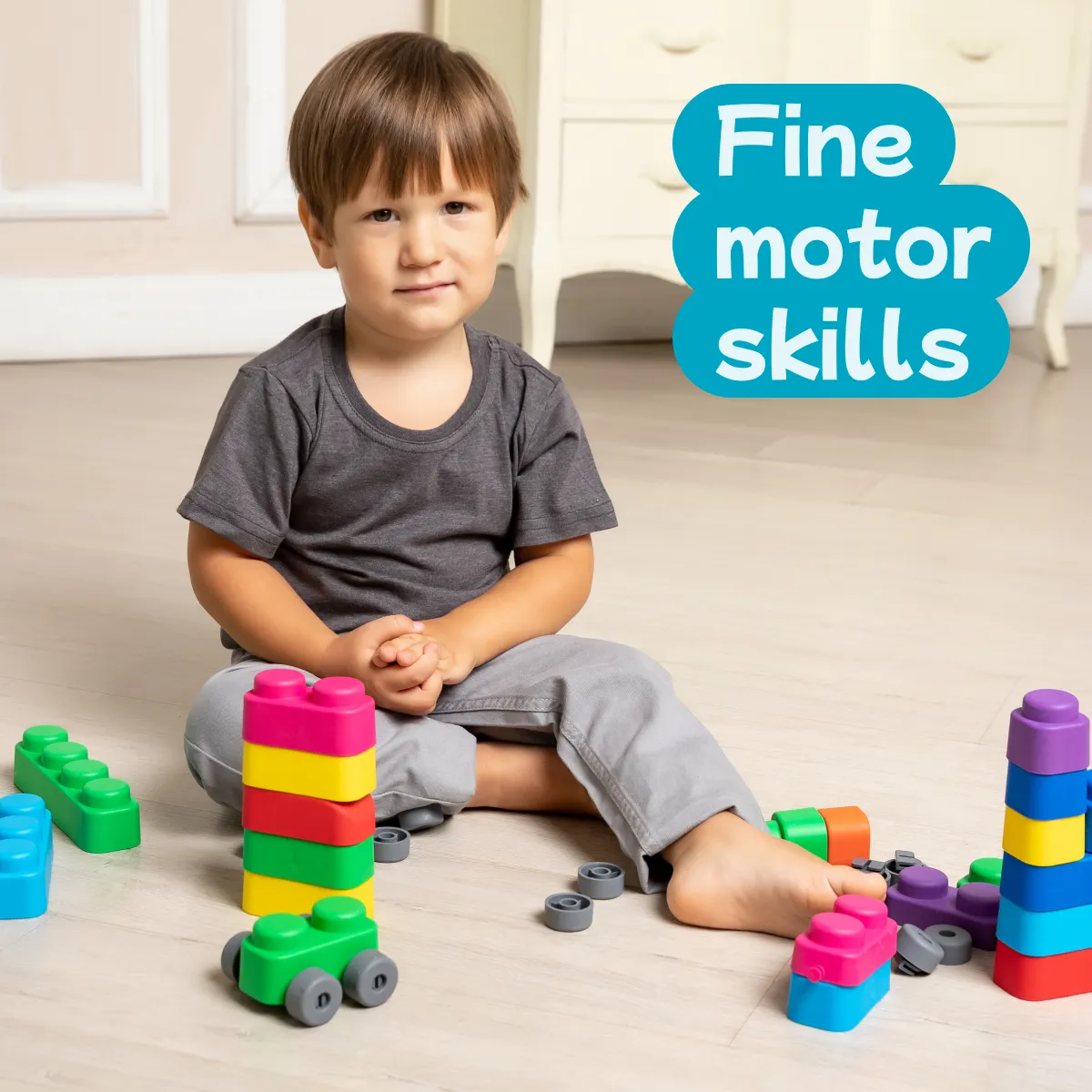 Soft Blocks 21 pieces and 16 Wheels for Toddlers 3  Years