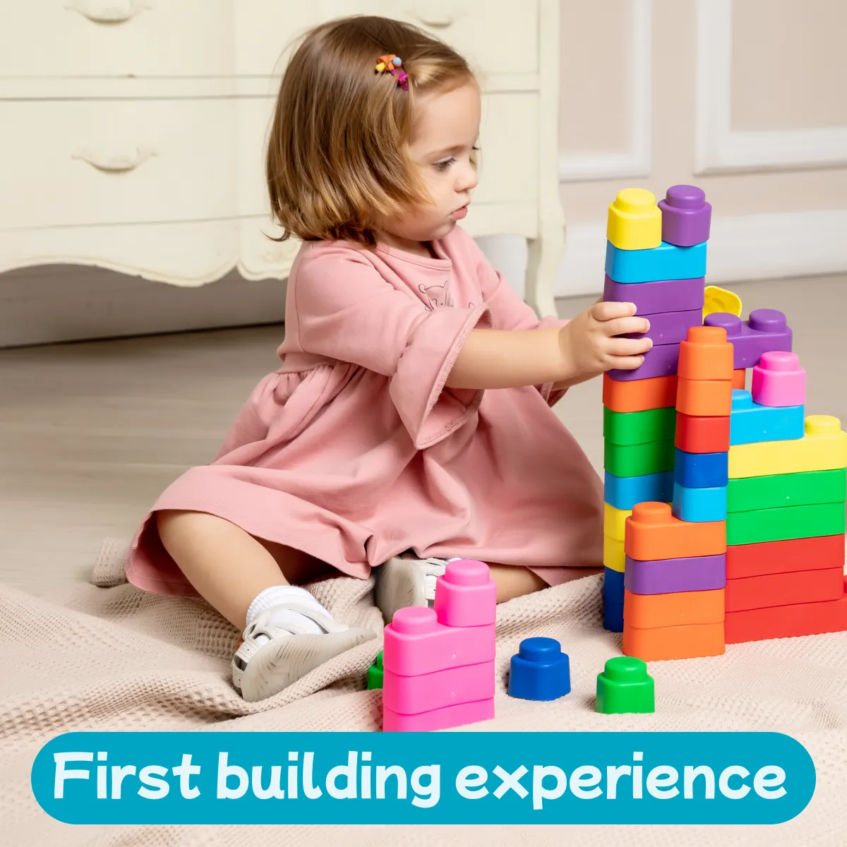 Soft Blocks 21 pieces and 16 Wheels for Toddlers 3  Years