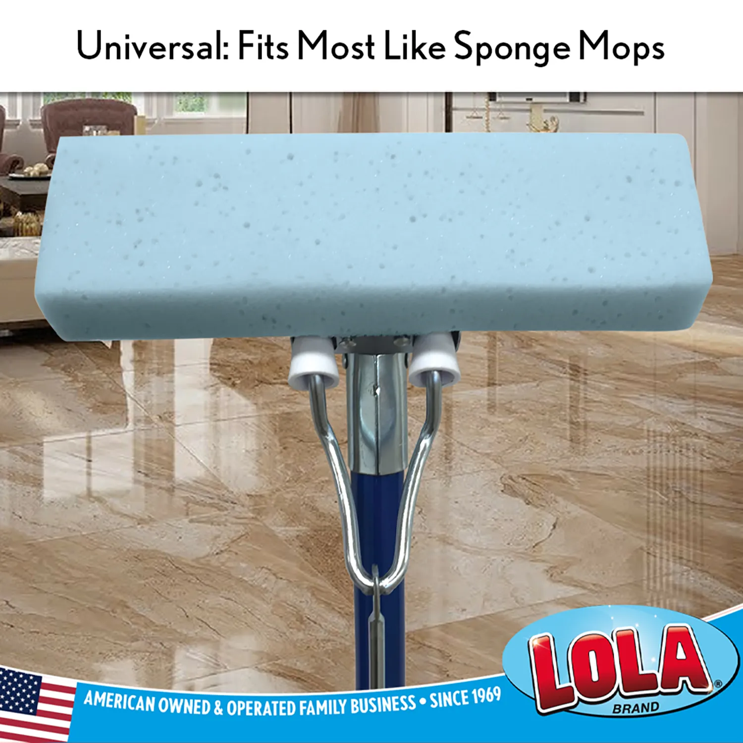 SqueezeMatic Butterfly Sponge Mop, 9" Wide Head and 48" Long Steel Handle