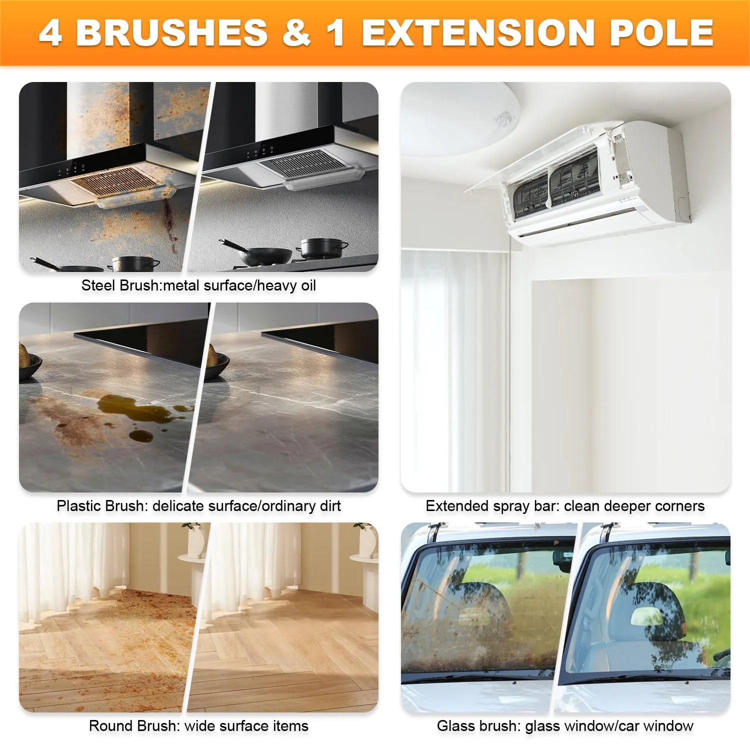 Steam Cleaner, 1100ML/2500W High Power Handheld Steam Cleaner with Smart Touch - 3 Brush Heads - Glass Brush with Towel for Stain Removal at Home, Portable Steamer for Cleaning Car, Upholstery, Carpet