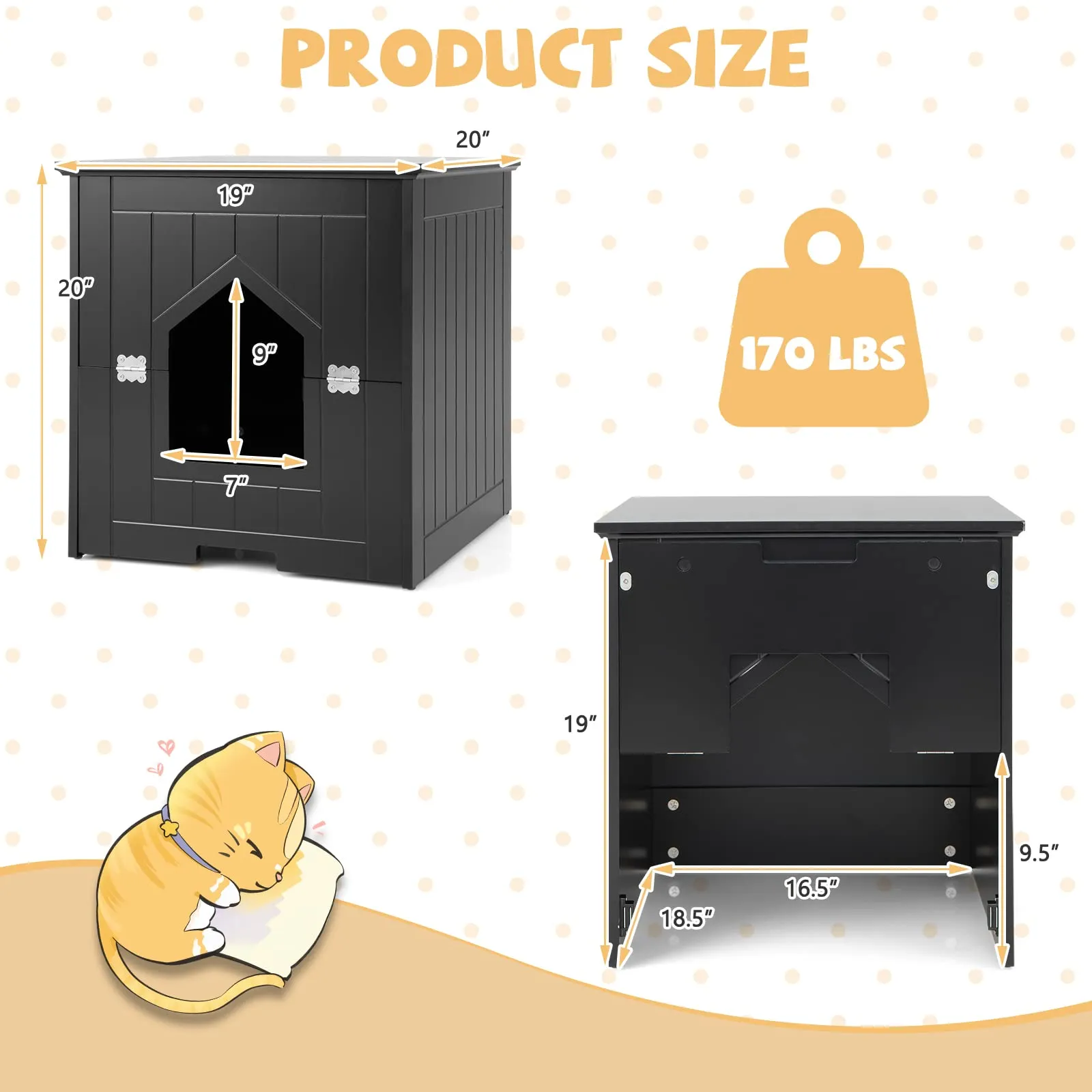 Tangkula Cat Litter Box Enclosure with Flip Half Door, Private Enclosed Cat Washroom with Magnetic Door Latch