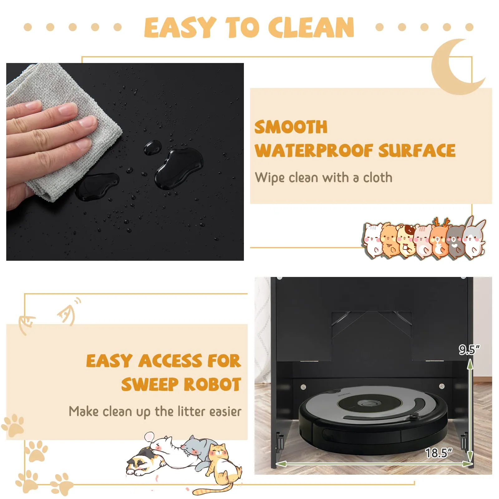 Tangkula Cat Litter Box Enclosure with Flip Half Door, Private Enclosed Cat Washroom with Magnetic Door Latch