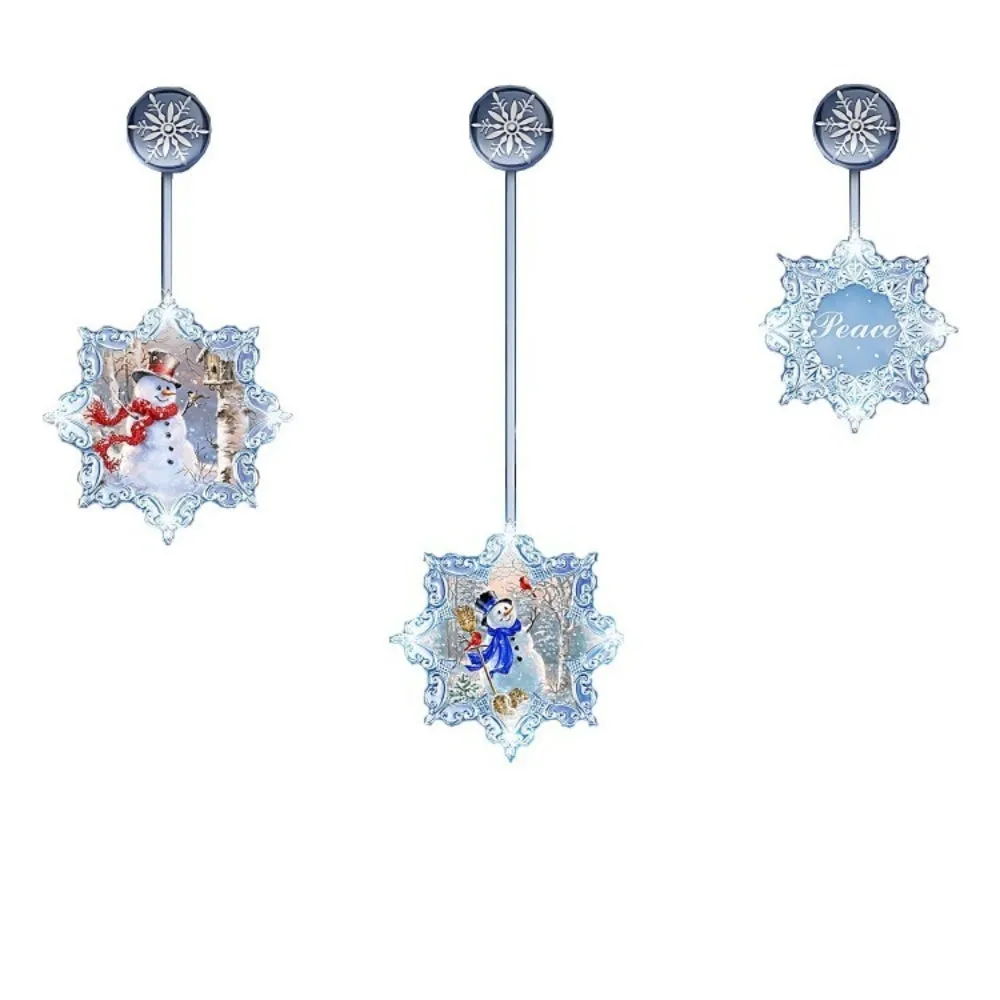 The Bradford Exchange Radiant Joys of the Season Ornament Collection Issue #1 Holiday Delights Set of 3 Handcrafted Illuminated Christmas Window Ornaments with Snowman Portraits & Winter Wildlife by Dona Gelsinger 15.5-Inches