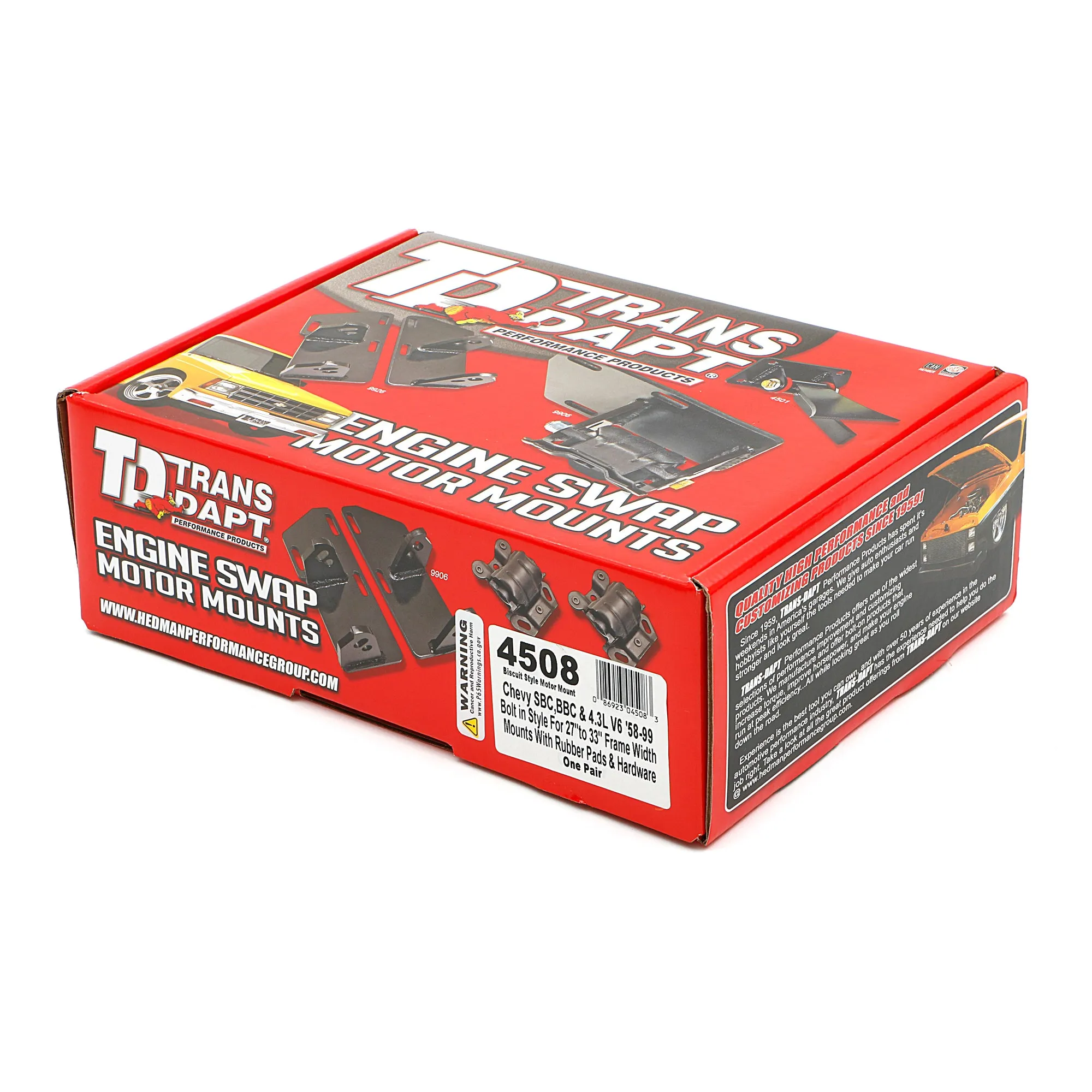 Trans-Dapt Biscuit Style Motor Mount - Bolt-On - 27 in to 33 in Frame Widths - Chevy V8