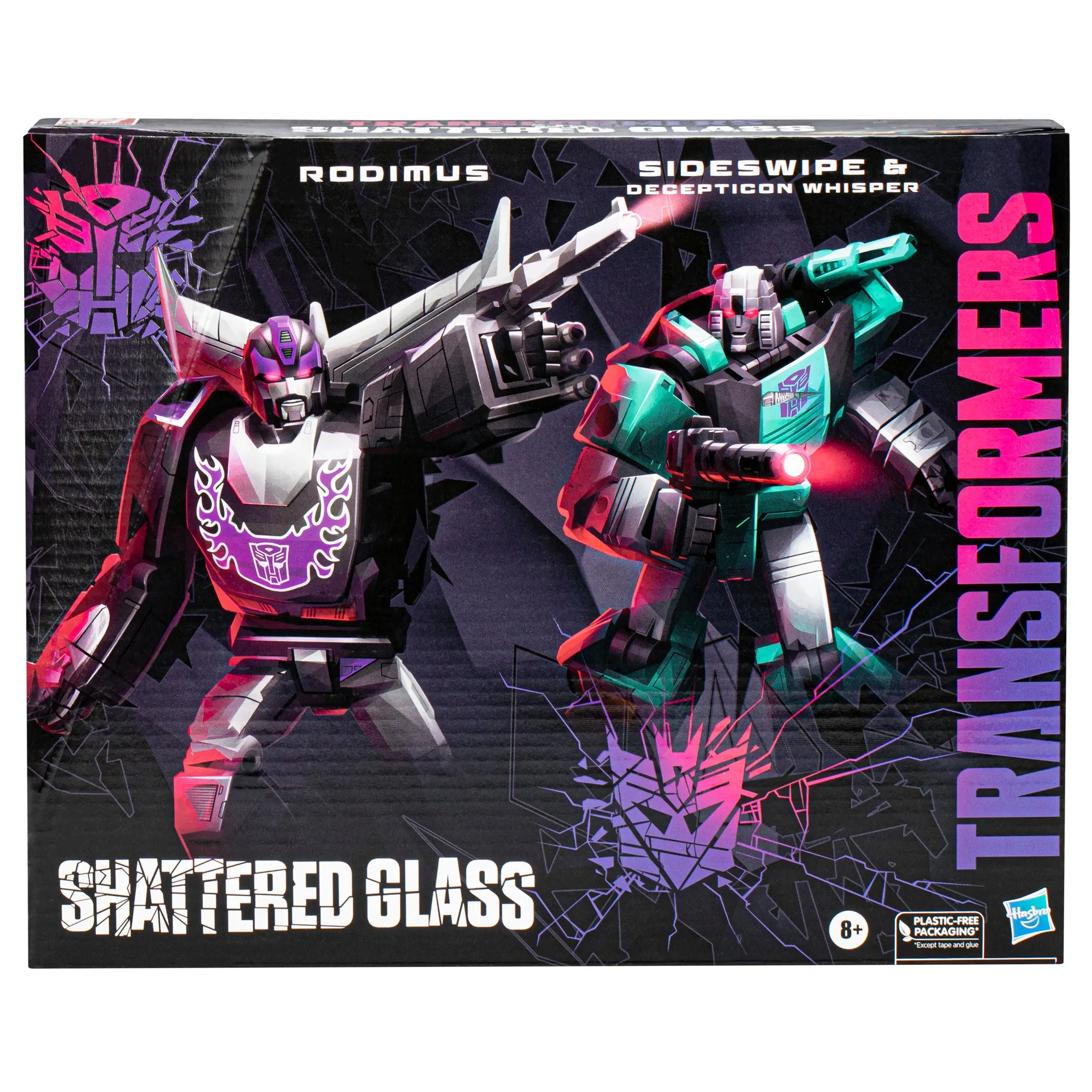 Transformers Generations Shattered Glass Collection Rodimus, Sideswipe, and Decepticon Whisper