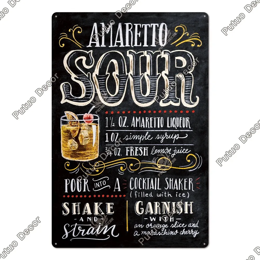 Vintage Cocktail Tin Sign Plaque Metal Plate Posters