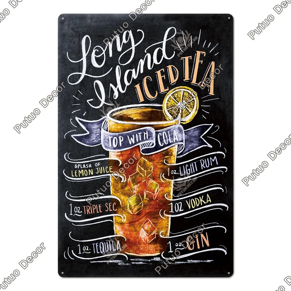Vintage Cocktail Tin Sign Plaque Metal Plate Posters
