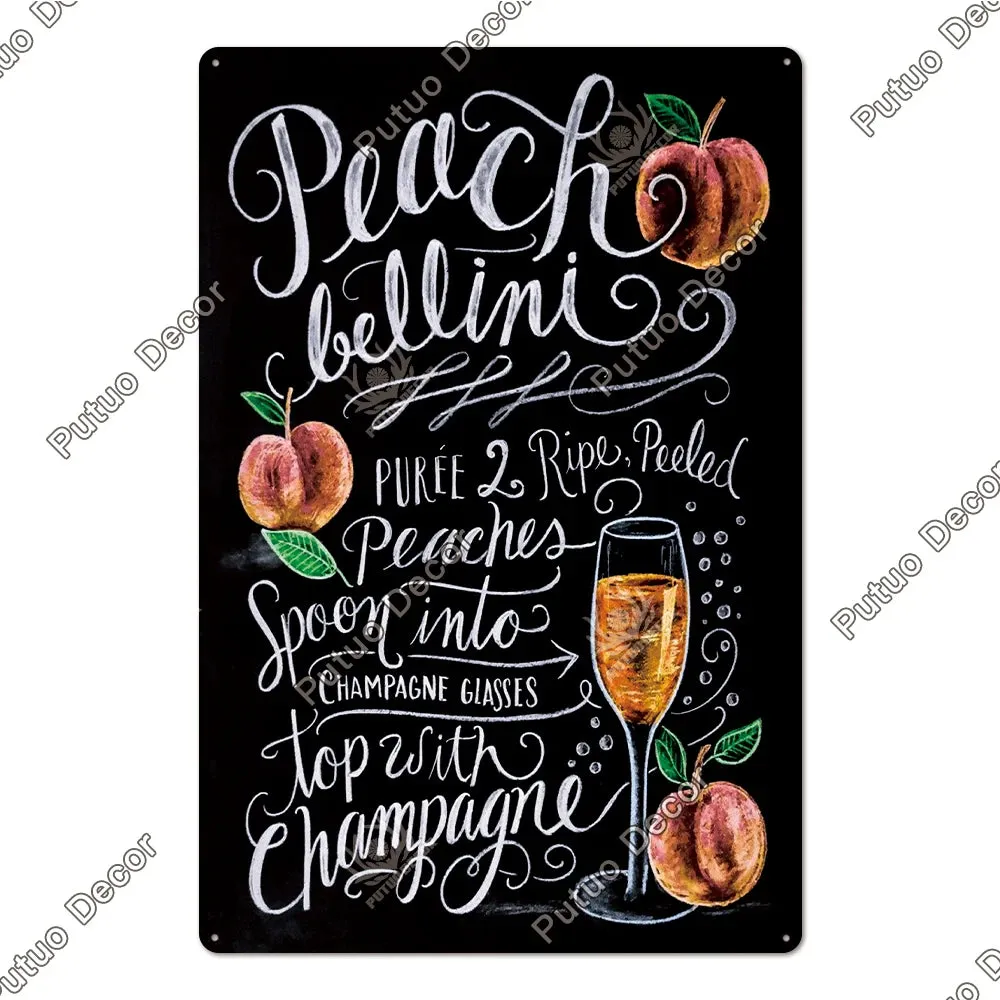 Vintage Cocktail Tin Sign Plaque Metal Plate Posters