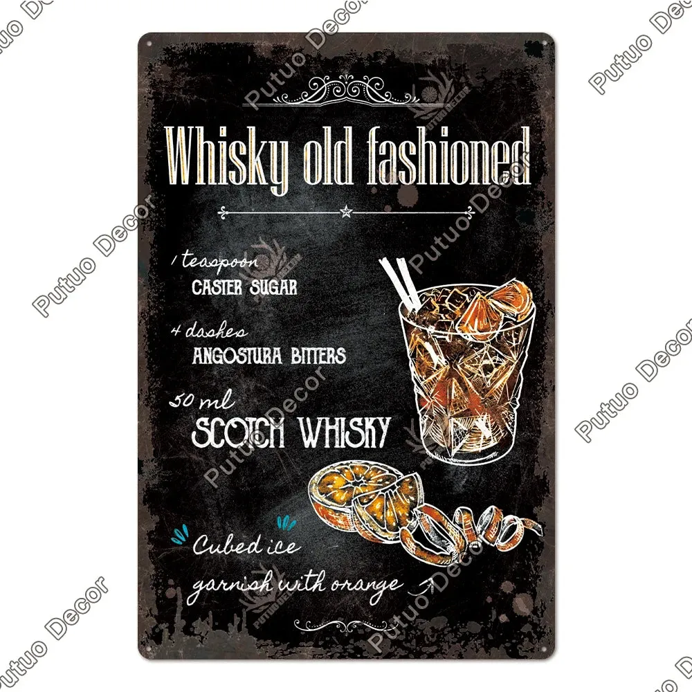 Vintage Cocktail Tin Sign Plaque Metal Plate Posters