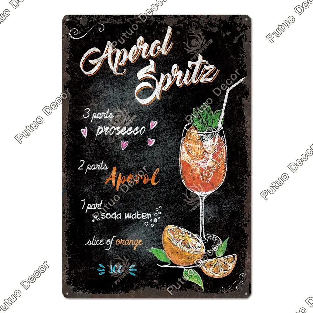 Vintage Cocktail Tin Sign Plaque Metal Plate Posters