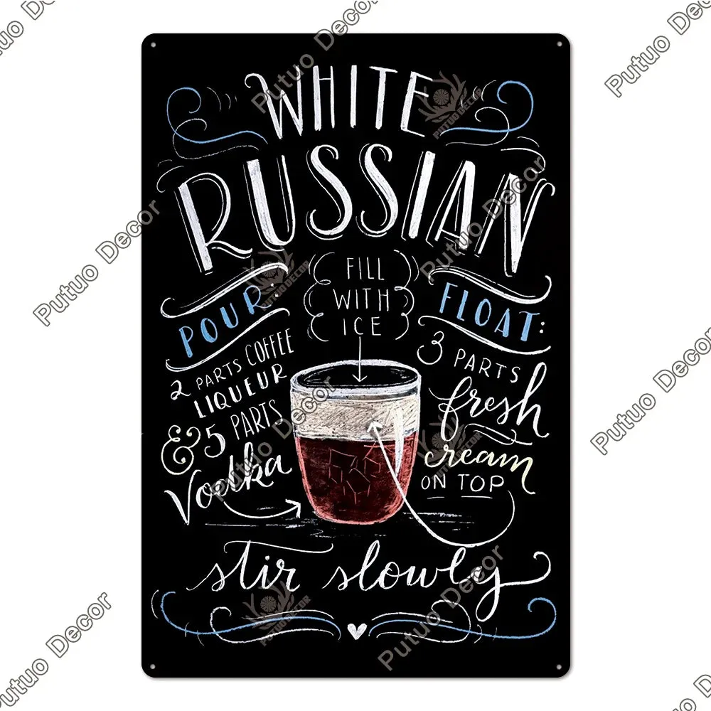 Vintage Cocktail Tin Sign Plaque Metal Plate Posters