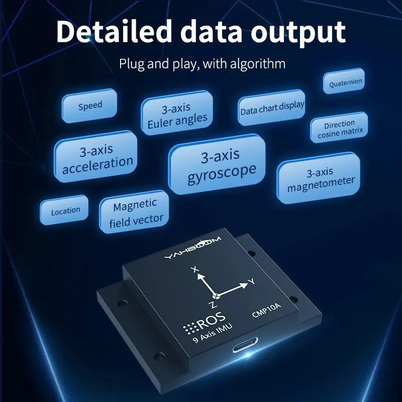 Yahboom IMU 9-Axis Inertial Navigation Module ARHS Sensor With Accelerometer Gyroscope Magnetometer Temperature for ROS Robots