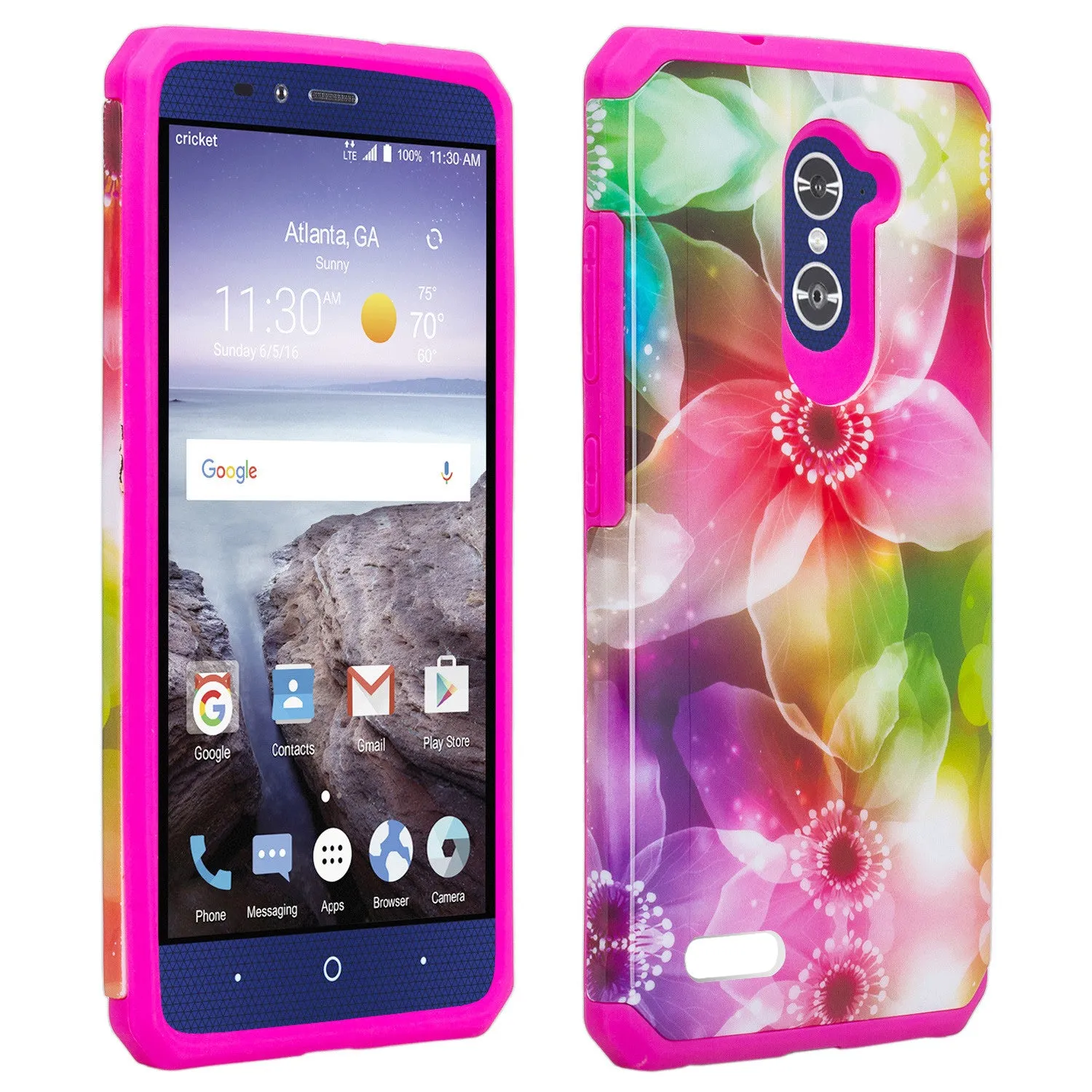ZTE ZMAX Pro Case, ZTE Blade X Max, ZTE Carry, [Include Temper Glass Screen Protector] Slim Hybrid Dual Layer Armor[Shock Absorbent] Case for ZMAX Pro - Flower Lily