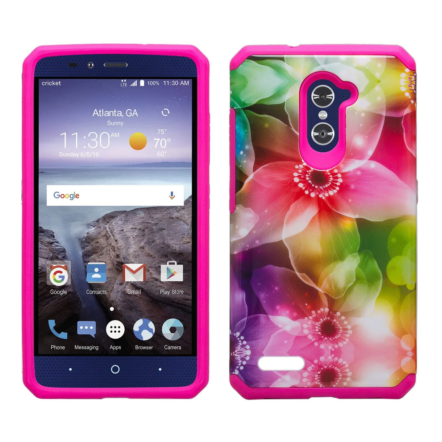 ZTE ZMAX Pro Case, ZTE Blade X Max, ZTE Carry, [Include Temper Glass Screen Protector] Slim Hybrid Dual Layer Armor[Shock Absorbent] Case for ZMAX Pro - Flower Lily