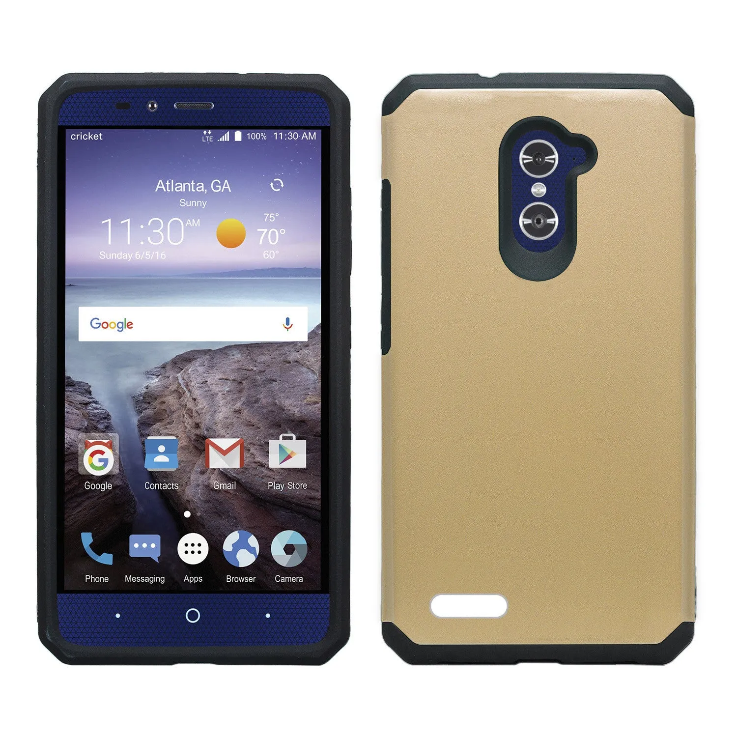 ZTE ZMAX Pro Case, ZTE Blade X Max, ZTE Carry, [Include Temper Glass Screen Protector] Slim Hybrid Dual Layer Armor[Shock Absorbent] Case for ZMAX Pro - Gold