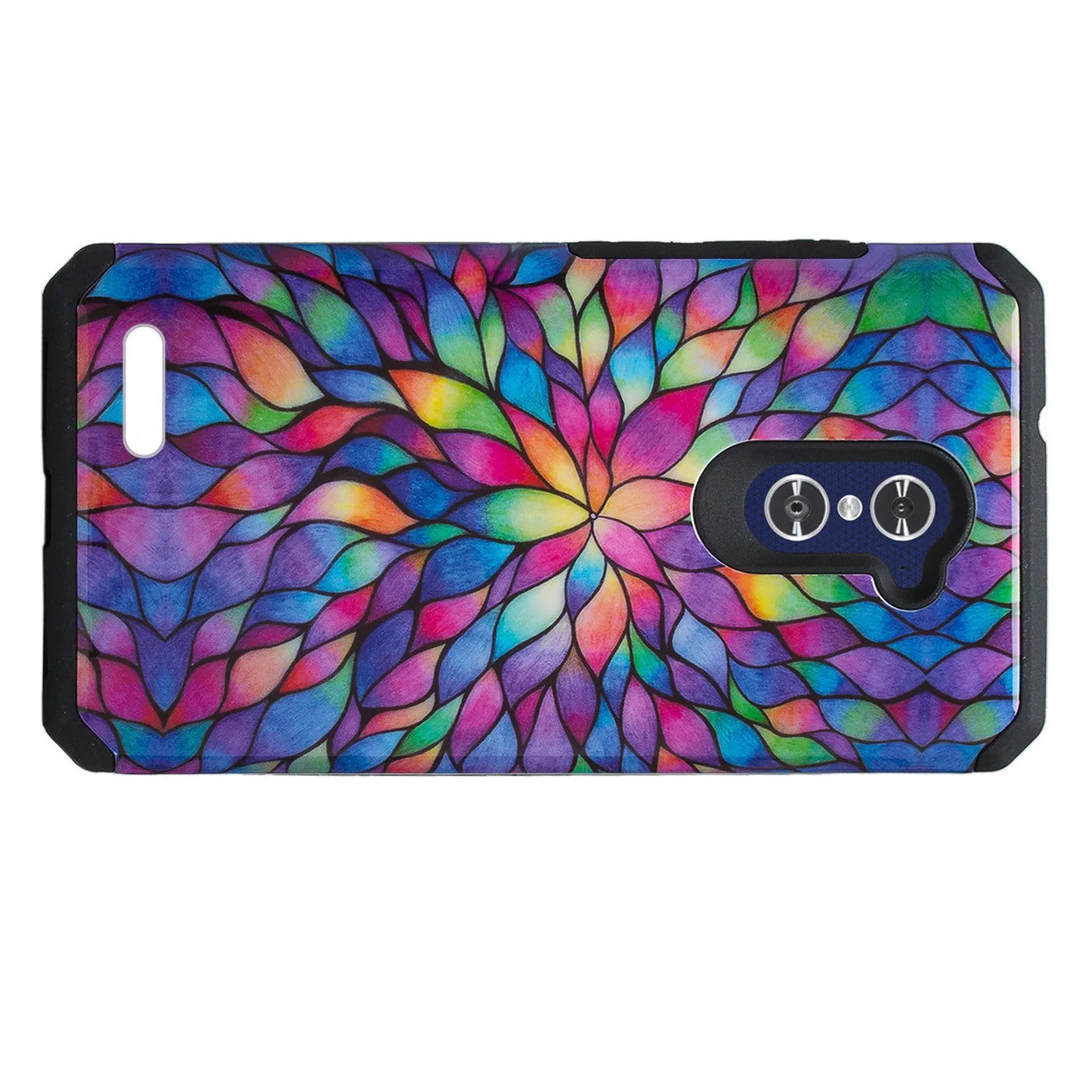 ZTE ZMAX Pro Case, ZTE Blade X Max, ZTE Carry, [Include Temper Glass Screen Protector] Slim Hybrid Dual Layer Armor[Shock Absorbent] Case for ZMAX Pro - Rainbow Flower