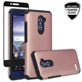ZTE ZMAX Pro Case, ZTE Blade X Max, ZTE Carry, [Include Temper Glass Screen Protector] Slim Hybrid Dual Layer Armor[Shock Absorbent] Case for ZMAX Pro - Rose Gold