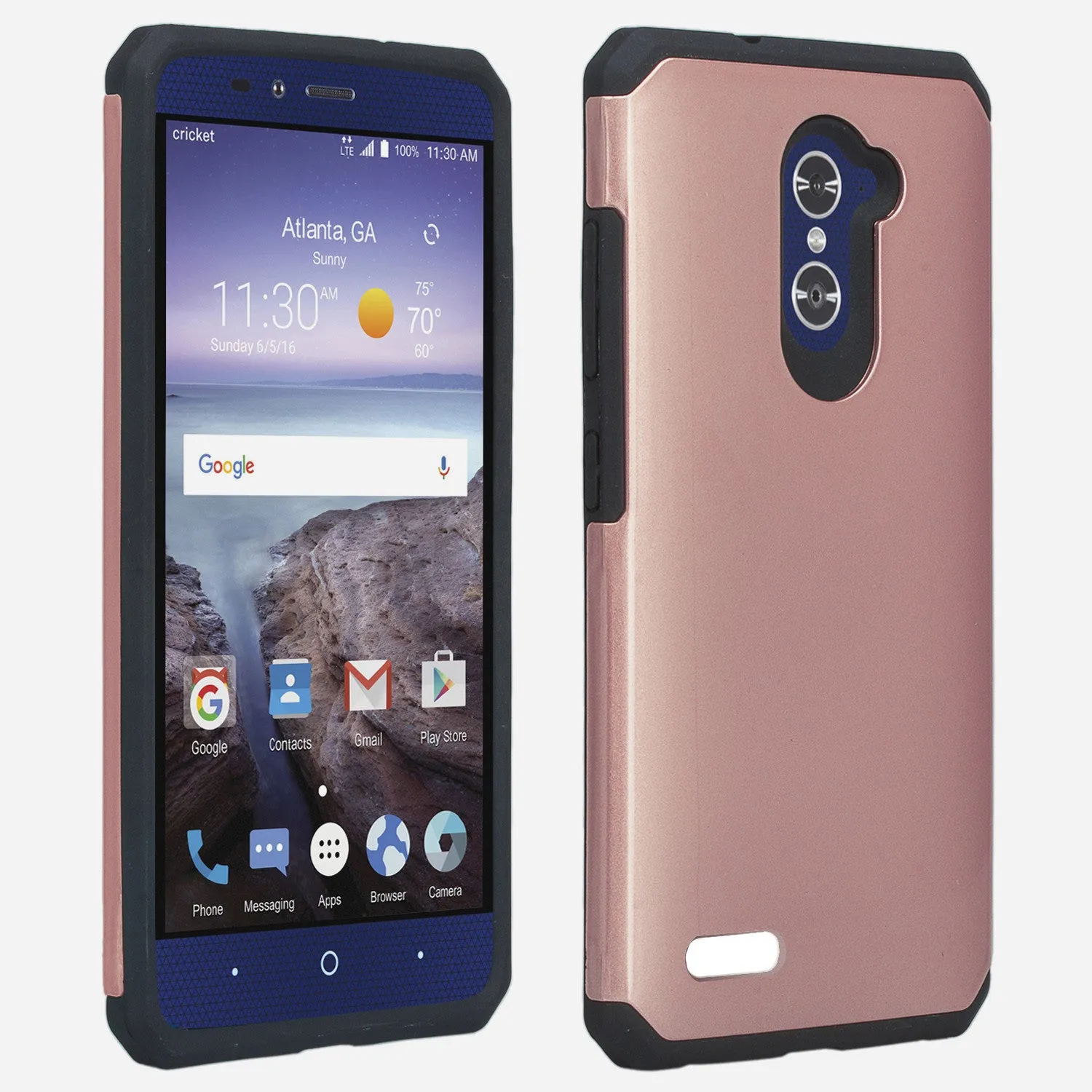 ZTE ZMAX Pro Case, ZTE Blade X Max, ZTE Carry, [Include Temper Glass Screen Protector] Slim Hybrid Dual Layer Armor[Shock Absorbent] Case for ZMAX Pro - Rose Gold
