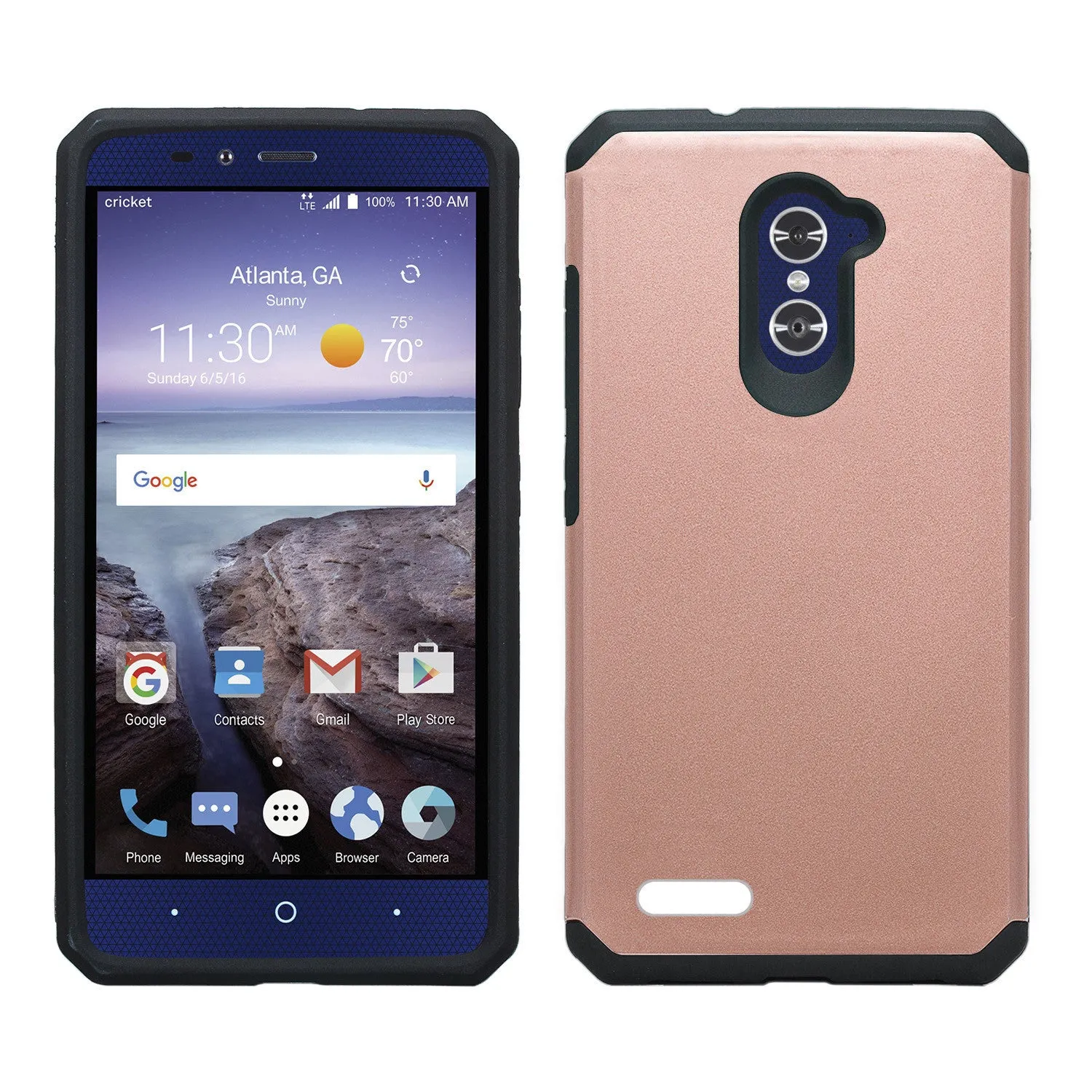ZTE ZMAX Pro Case, ZTE Blade X Max, ZTE Carry, [Include Temper Glass Screen Protector] Slim Hybrid Dual Layer Armor[Shock Absorbent] Case for ZMAX Pro - Rose Gold