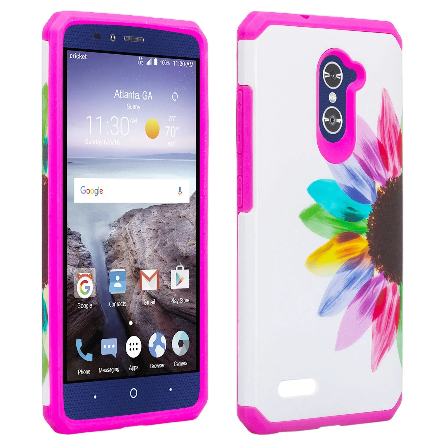 ZTE ZMAX Pro Case, ZTE Blade X Max, ZTE Carry, [Include Temper Glass Screen Protector] Slim Hybrid Dual Layer Armor[Shock Absorbent] Case for ZMAX Pro - Vivid Sunflower